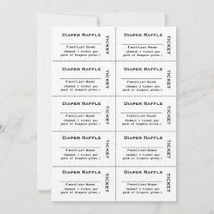 Diaper Raffle Tickets Simple Invitation