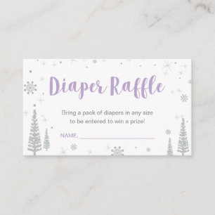 Diaper Raffle Tickets   Winter Baby Shower, Purple Enclosure Card