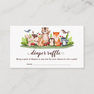 Diaper Raffle Tickets Woodland Animals Greenery Enclosure Card