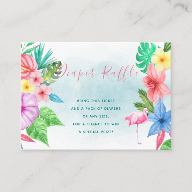 Diaper raffle tropical baby shower insert card (Front)