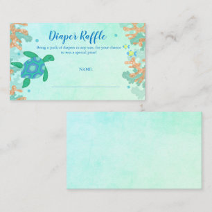 Diaper Raffle Turtle Under The Sea Baby Shower Enclosure Card