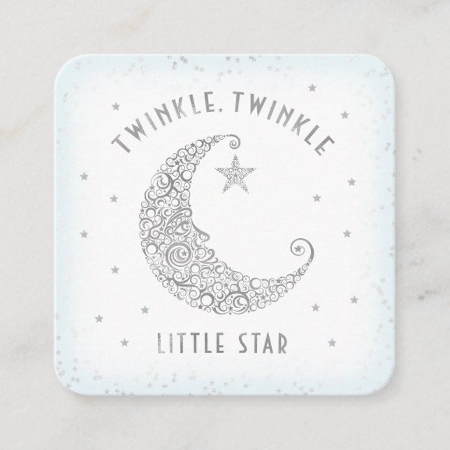 Diaper Raffle Twinkle Little Star Baby Shower Blue Enclosure Card (Front)