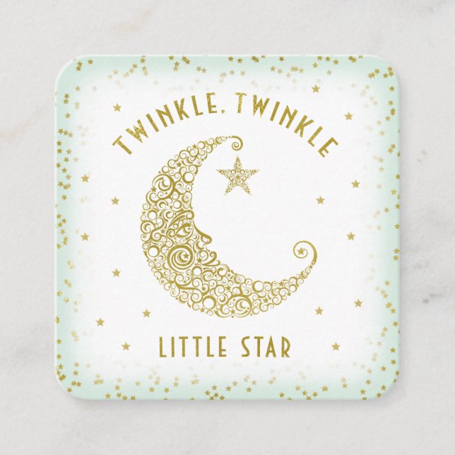Diaper Raffle Twinkle Little Star Baby Shower Mint Enclosure Card (Front)