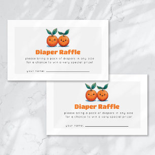 Diaper Raffle Two Little Cuties Orange  Enclosure Card