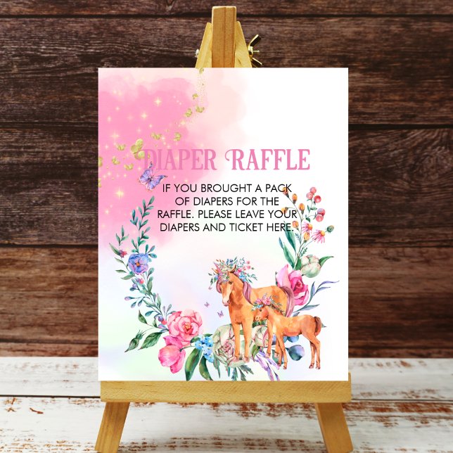 Diaper Raffle Unicorns And Butterflies Pink Pastel Poster (Creator Uploaded)
