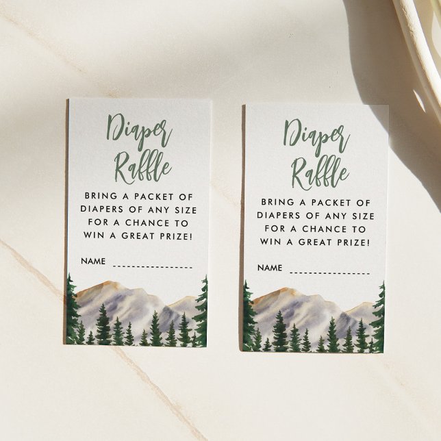 Diaper Raffle Watercolor Mountains Enclosure Card (Creator Uploaded)