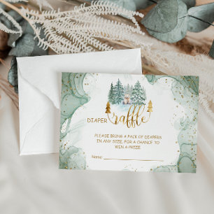 Diaper Raffle watercolor winter Baby Shower  Enclosure Card