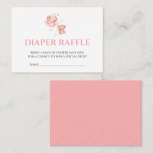 Diaper Raffle We Can Bearly Wait Pink Beige Girl Enclosure Card