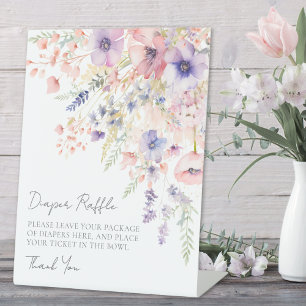 Diaper Raffle Wildflower Floral Baby Shower Pedestal Sign