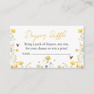Diaper Raffle Wildflower Floral Honey Bee Enclosure Card