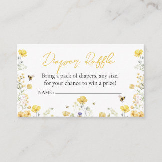 Diaper Raffle Wildflower Floral Honey Bee  Enclosure Card