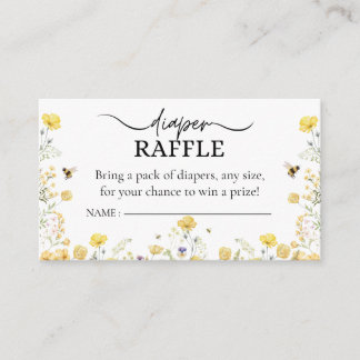 Diaper Raffle Wildflower Floral Honey Bee  Enclosure Card
