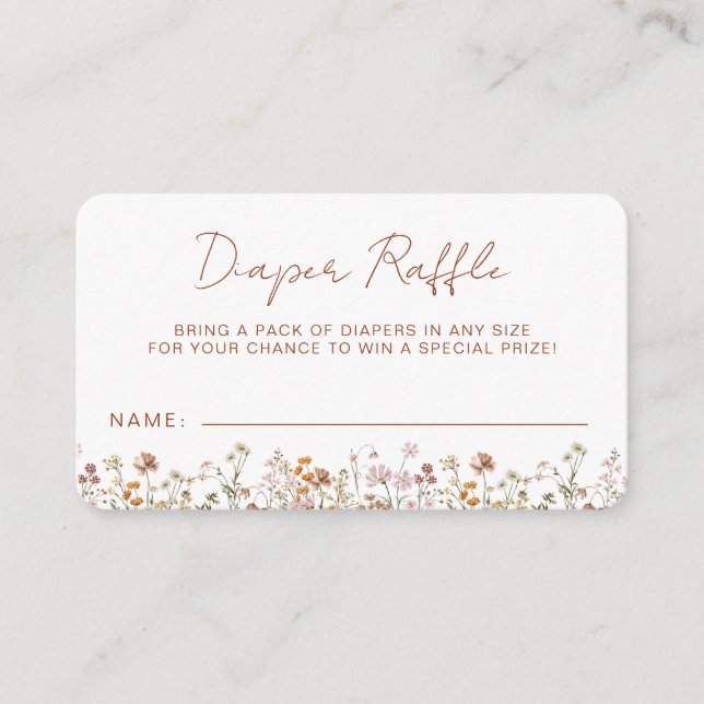 Diaper Raffle Wildflower Terracotta Baby Shower Enclosure Card (Front)