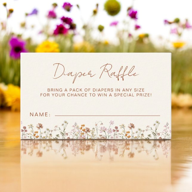 Diaper Raffle Wildflower Terracotta Baby Shower Enclosure Card (Creator Uploaded)