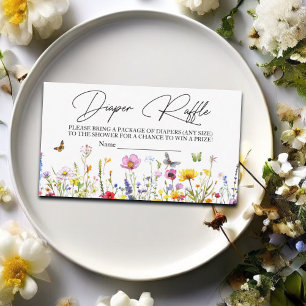 Diaper Raffle Wildflowers Butterflies Baby Shower Enclosure Card