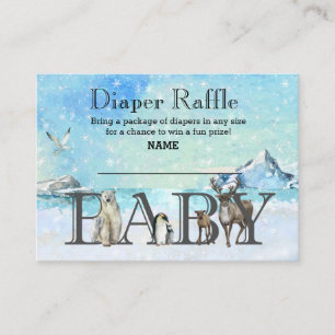 Diaper Raffle Winter Arctic Animal Baby Shower   Enclosure Card
