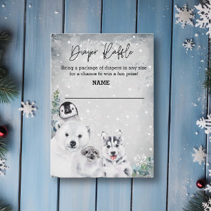 Diaper Raffle Winter Arctic Animal Baby Shower Enclosure Card