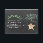 Diaper raffle winter baby shower insert card<br><div class="desc">Rustic grey charcoal chalkboard modern winter diaper raffle insert card with a wooden star,  fir branch and watercolor blue green dots splashes.</div>