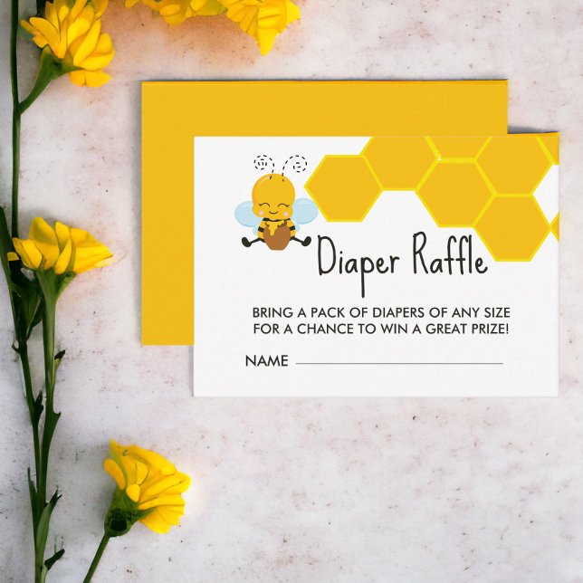 Diaper Raffle Yellow Black Bee Baby Shower Enclosure Card (Diaper Raffle Yellow Black Bee Baby Shower Enclosure Cards from Ricaso)