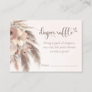 Diaper Rafle Pampas grass boho baby shower Enclosure Card
