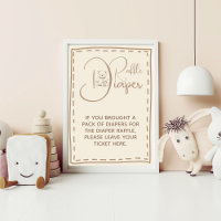 Diaper Ruffle Rustic Cute Bear Baby Shower Poster