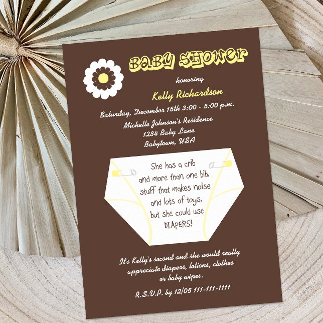 Diaper Second Baby Neutral Shower Invitation (Creator Uploaded)