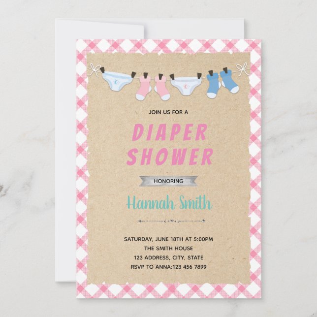 Diaper shower girl theme Invitation (Front)