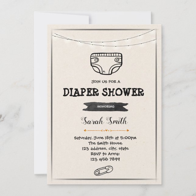 Diaper shower party invitation (Front)