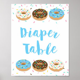 Diaper Table Sign Blue Doughnut Sprinkle Shower Si