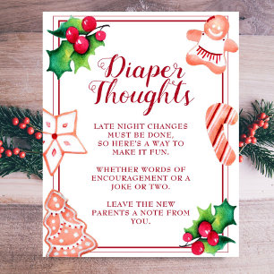 Diaper Thoughts Christmas Baby Shower Party Sign