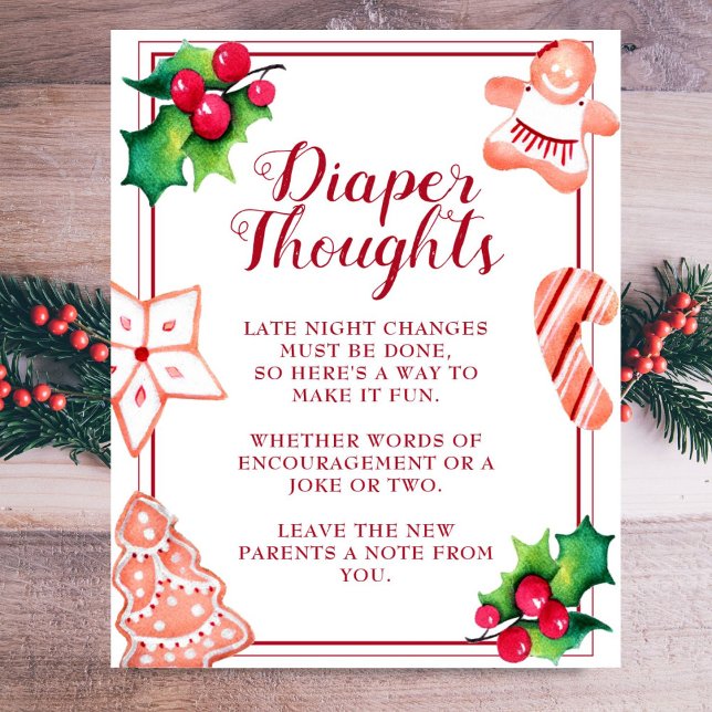 Diaper Thoughts Christmas Baby Shower Party Sign (Creator Uploaded)