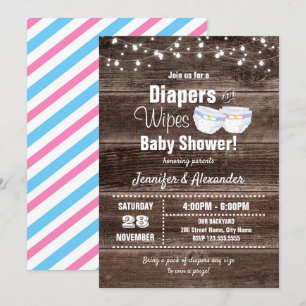 Diapers and Wipes Baby Shower Invitation