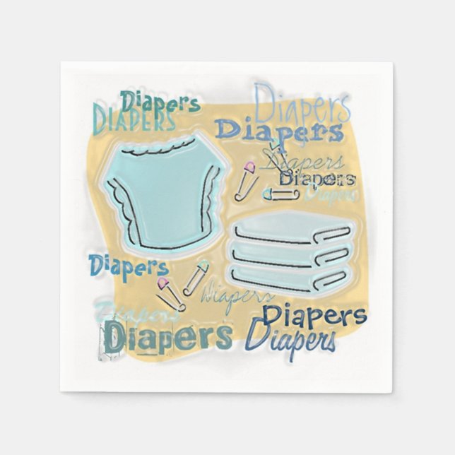 Diapers Baby Shower Napkin (Front)