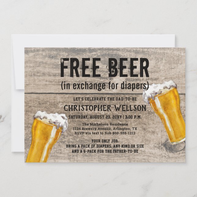 Diapers & Beer Dad Baby Shower Party Invitation (Front)