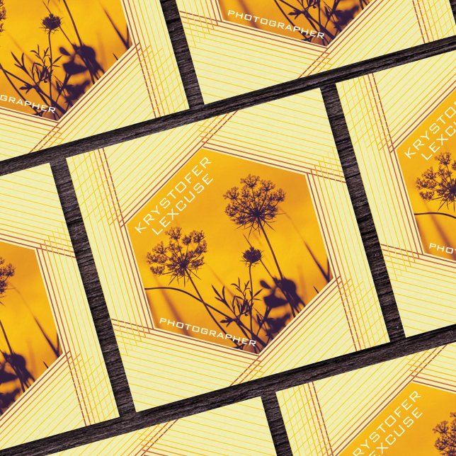 Diaphragm Hexagon Customisable Photo Photographer Square Business Card (Creator Uploaded)