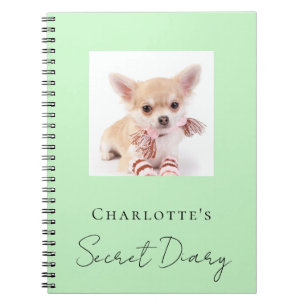 Diary dog pet photo mint green notebook