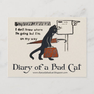 Diary of a Bad Cat Postcard (Vintage Black Cat)