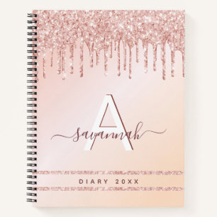 Diary rose gold pink monogram notebook