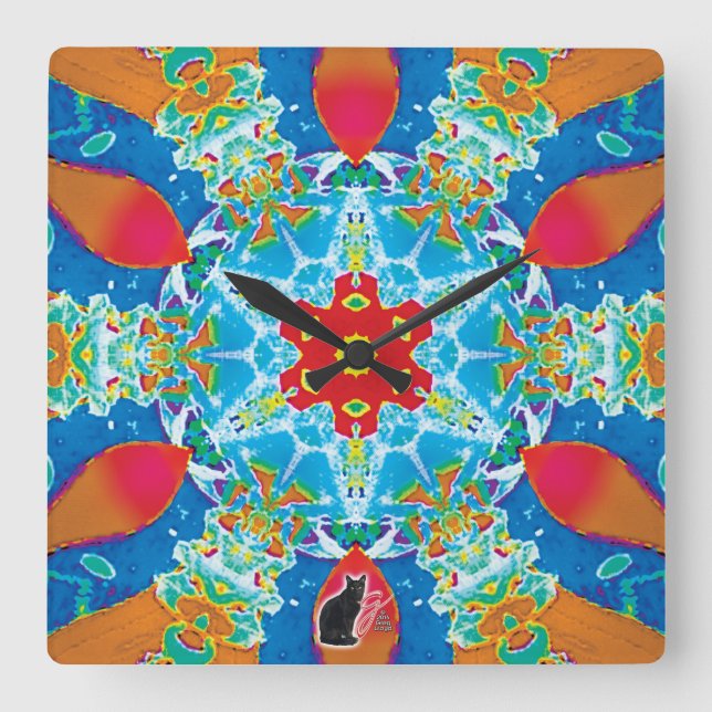 Diatome Kaleidoscope Square Wall Clock (Front)