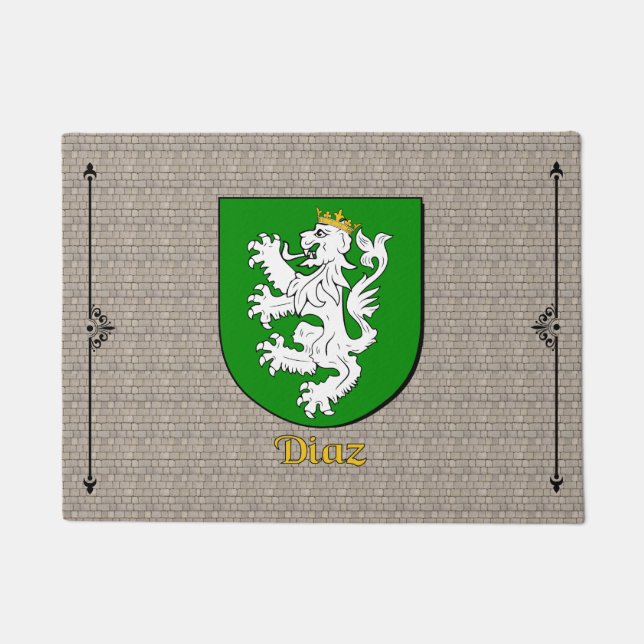 Diaz Historical Shield on Cobblestone Doormat (Front)