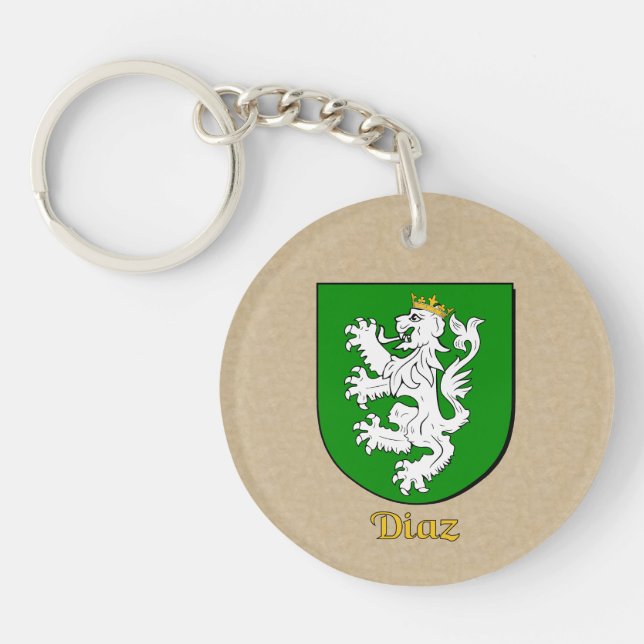 Diaz Historical Shield with Spanish Flag Key Ring (Front)