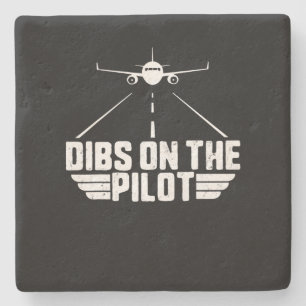 Dibs On Pilot Aviation Aircraft Plane Girlfriend Stone Coaster