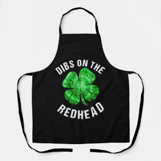 Dibs On The Redhead Funny St Patricks Day Apron