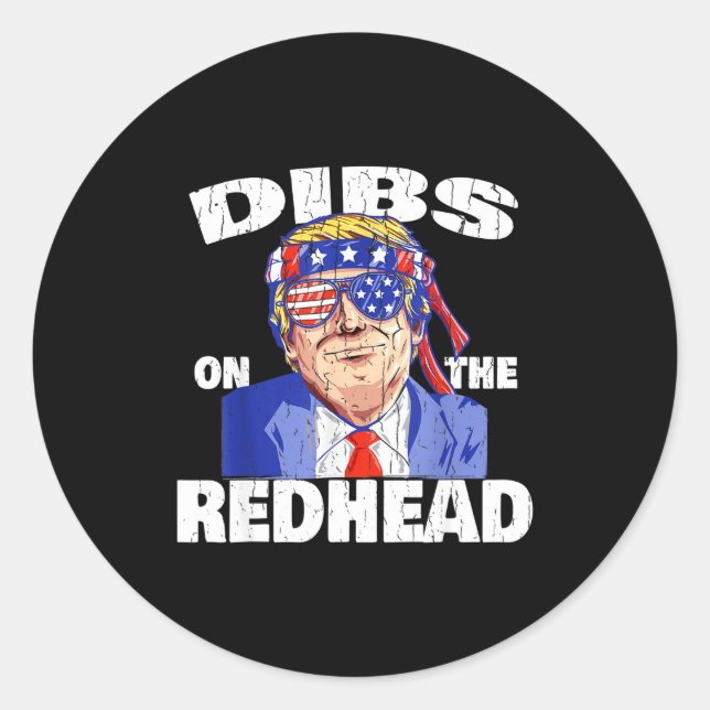 Dibs On The Redhead Shirt Funny St Patricks Day Pr Classic Round Sticker (Front)