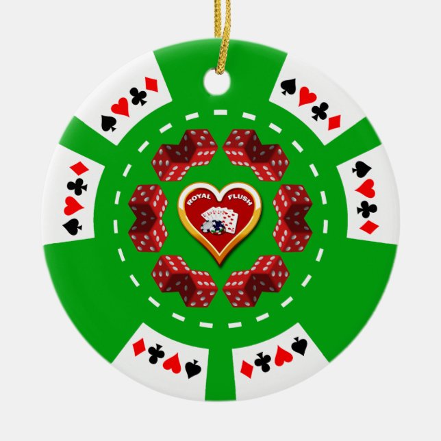 DICE AND ROYAL FLUSH POKER CHIP ORNAMENT (Front)