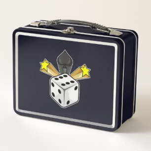 Dice at Poker with Spades & Stars Metal Lunch Box