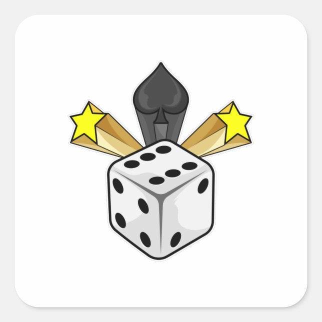 Dice at Poker with Spades & Stars Square Sticker (Front)