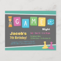 Dice Board Game Night Birthday Party Invitations