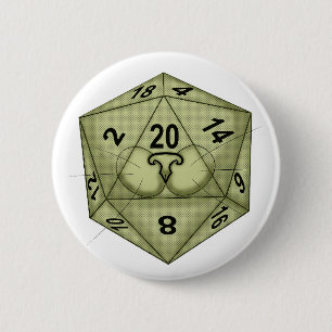 Dice. Cat. D20. Perception Check 6 Cm Round Badge