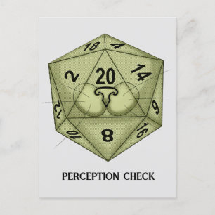 Dice. Cat. D20. Perception Check Postcard